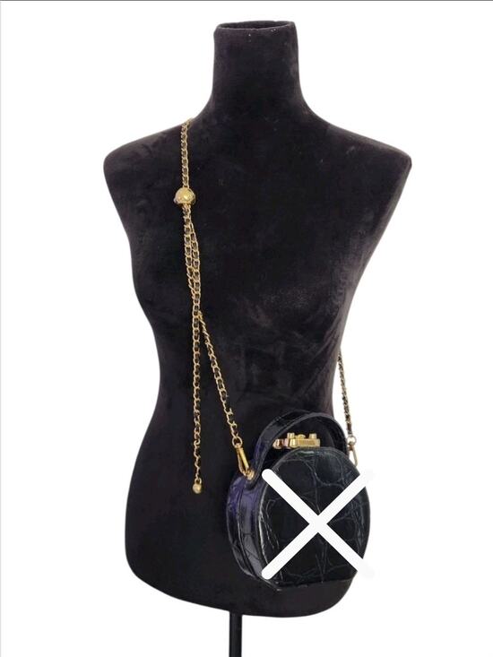 Unbranded Accessories - Unbranded Vtg Black Gold Braided Adjustable Crossbody Chain Strap Replacement